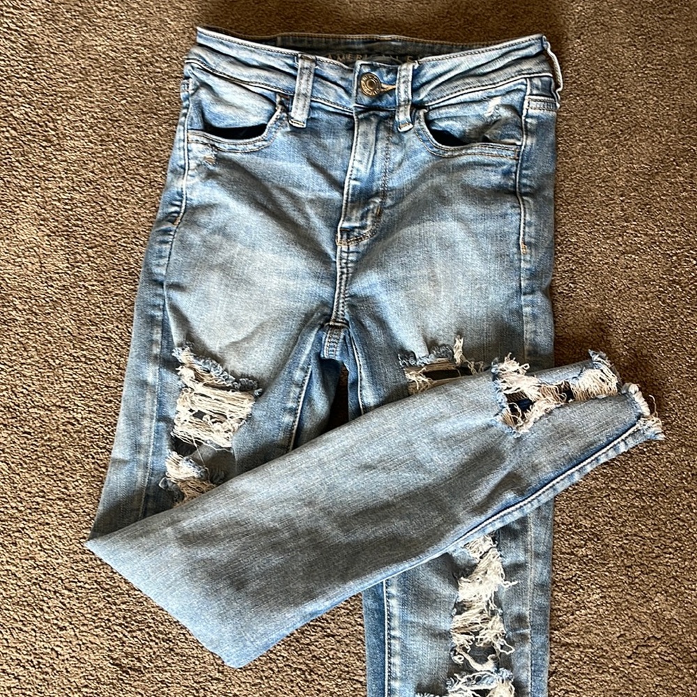AE Next-Level Stretch Distressed Skinny Jeans Size 4 Short